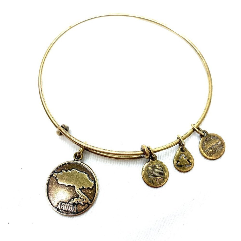 Alex and Ani Aruba Charm Bracelet - Gold Finish Expands 2"- 3.5"